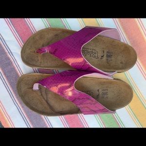 Birki’s by Birkenstock Fuchsia Snake Print Thong